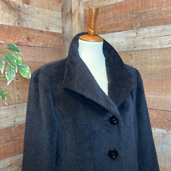 CINZIA ROCCA Black 4 Button Front Baby Llama Wool Over Top Coat Size 12 - Picture 2 of 16